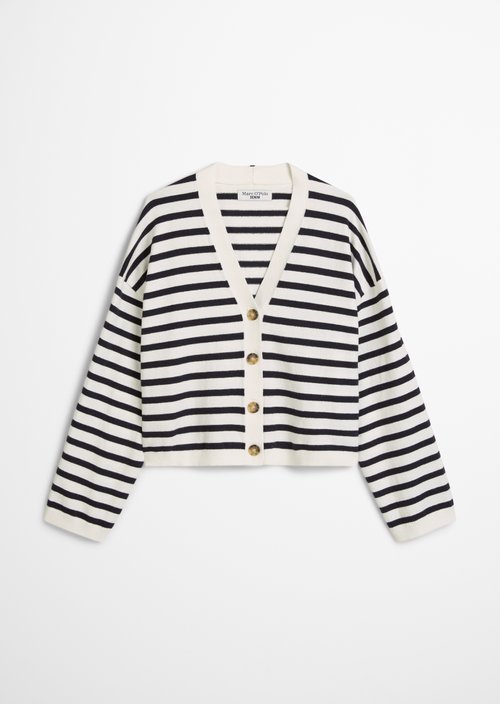 Striped V-neck cardigan relaxed — Dark Blue