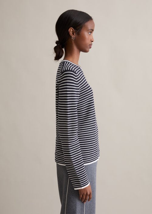 Regular striped sweater — Dark Blue