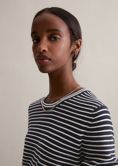 Regular striped sweater — Dark Blue