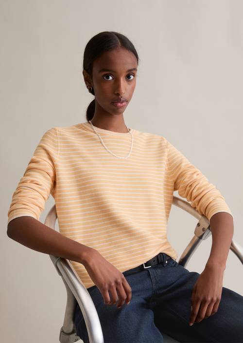 Regular gestreepte trui Light Orange in vooraanzicht