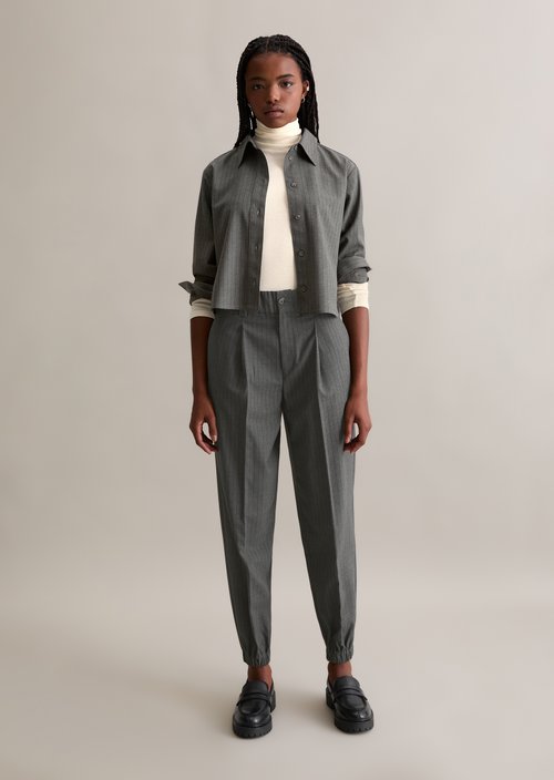 Shortened pinstripe pants relaxed — Medium Grey