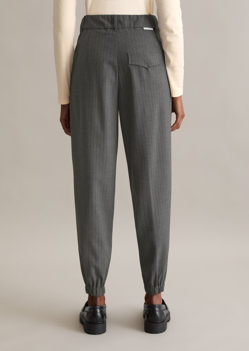 Shortened pinstripe pants relaxed — Medium Grey