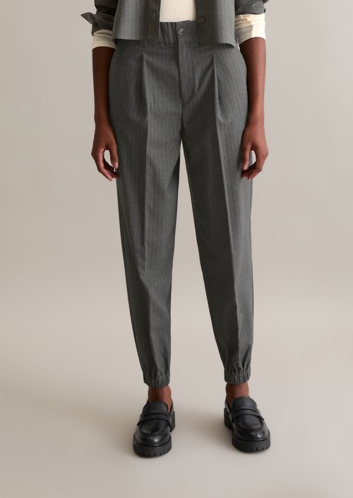 Shortened pinstripe pants relaxed — Medium Grey