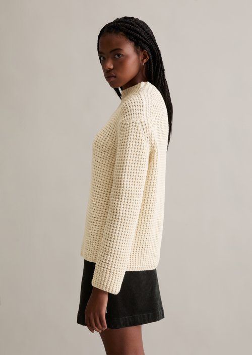 Relaxed knit sweater — White Blush