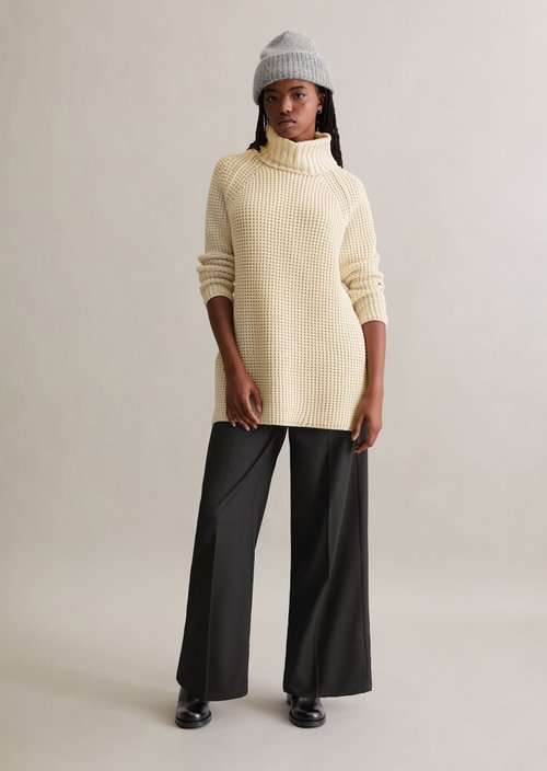 Relaxed knit sweater — White Blush