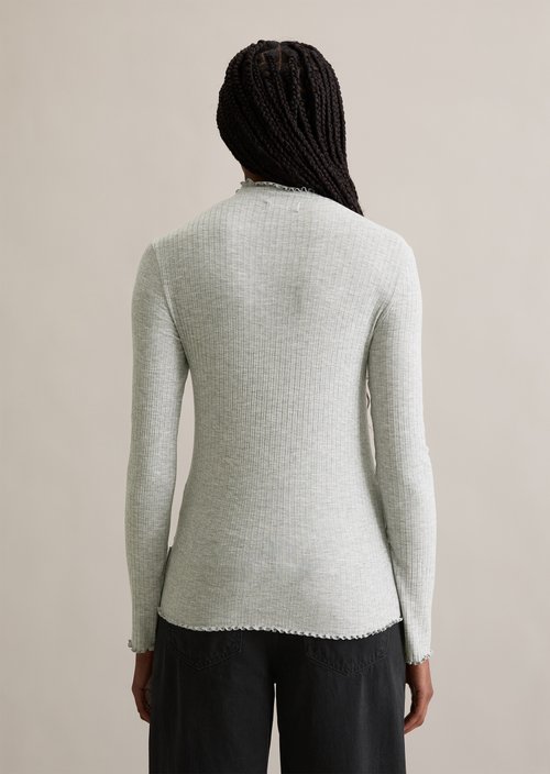 Ribbed longsleeve slim — Stone Melange
