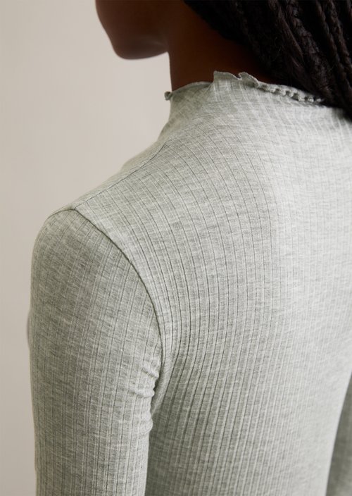 Ribbed longsleeve slim — Stone Melange