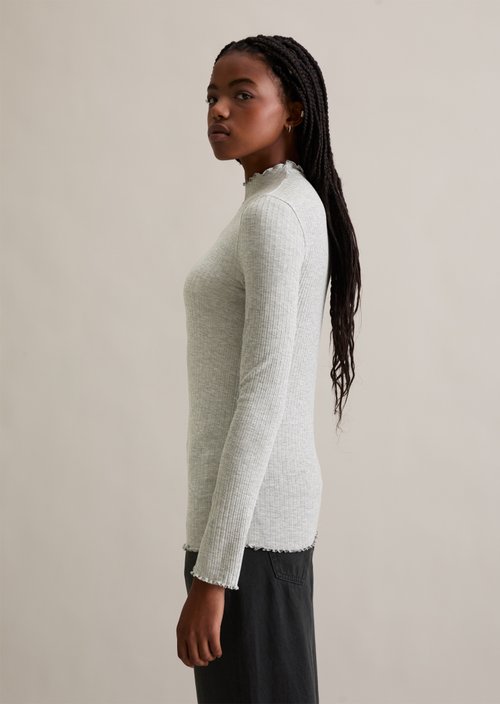 Ribbed longsleeve slim — Stone Melange