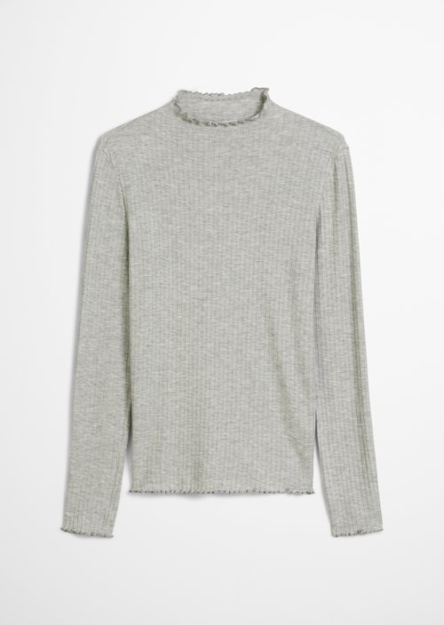 Ribbed longsleeve slim — Stone Melange