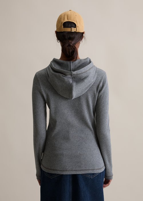 Hooded longsleeve slim — Asphalt Melange