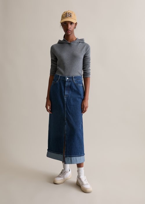 Hooded longsleeve slim — Asphalt Melange