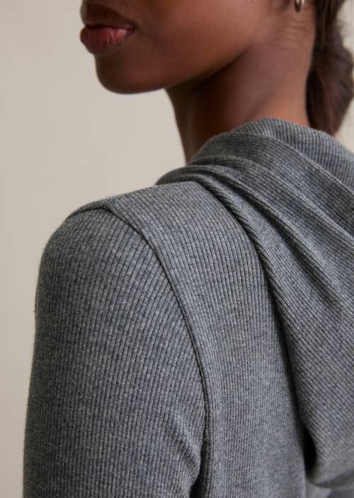 Capucha de manga larga slim Asphalt Melange en vista detallada