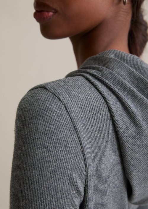 Hooded longsleeve slim — Asphalt Melange