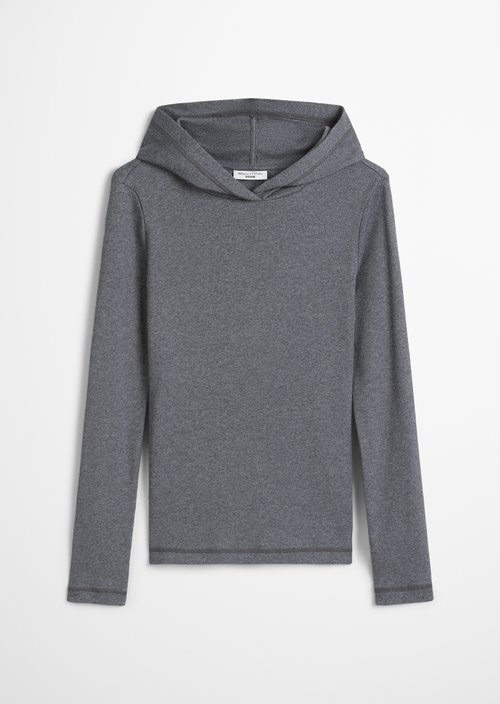 Hooded longsleeve slim — Asphalt Melange