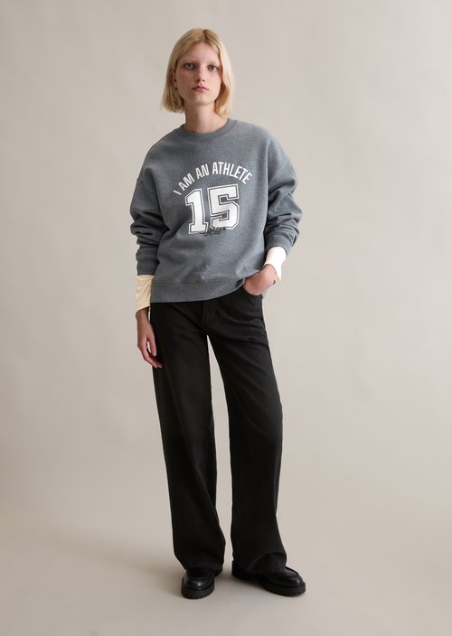 College-style relaxed sweatshirt — Asphalt Melange