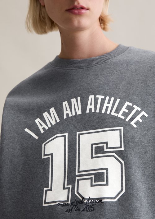 College-style relaxed sweatshirt — Asphalt Melange