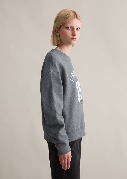 College-style relaxed sweatshirt — Asphalt Melange
