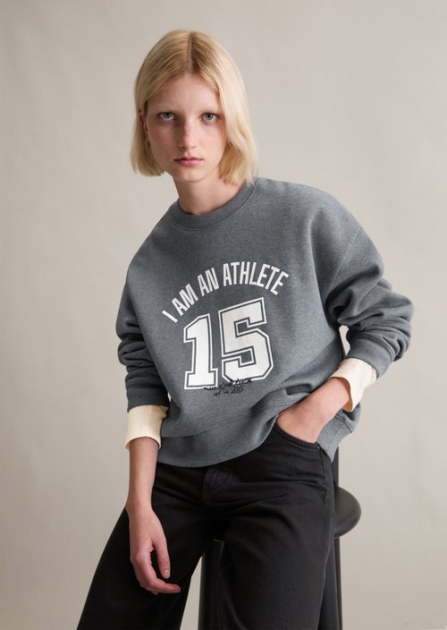 College-style relaxed sweatshirt — Asphalt Melange