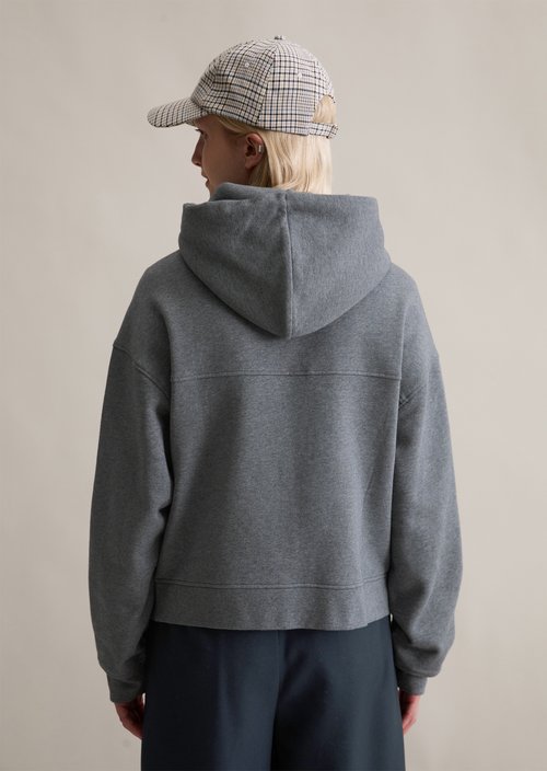 Sweat jacket with hood relaxed — Asphalt Melange