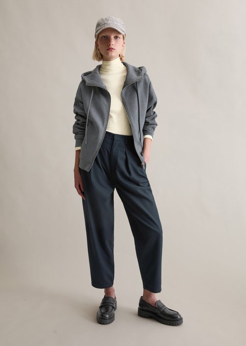 Sweat jacket with hood relaxed — Asphalt Melange