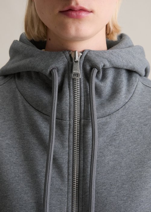 Sweat jacket with hood relaxed — Asphalt Melange