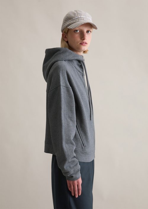 Sweat jacket with hood relaxed — Asphalt Melange