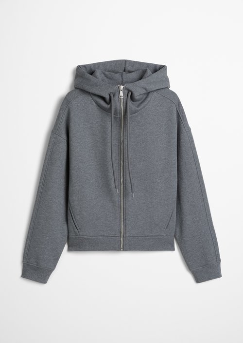 Sweat jacket with hood relaxed — Asphalt Melange