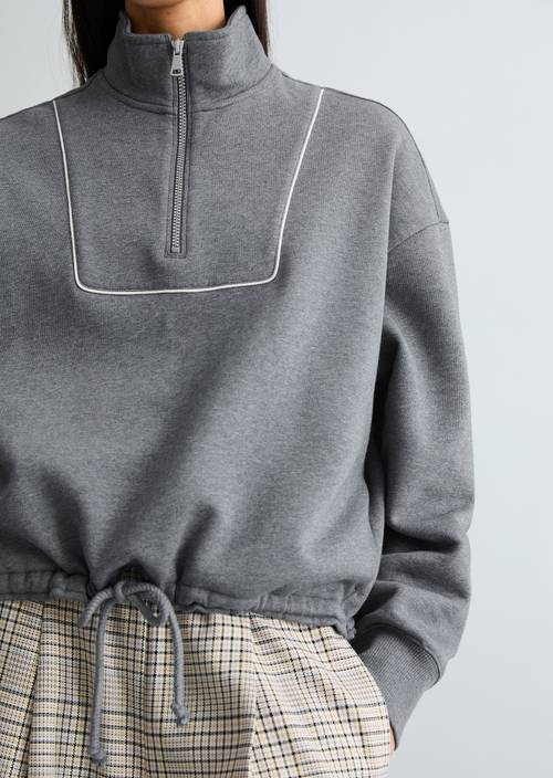 Half-Zip-Sweatshirt relaxed Asphalt Melange in Detailansicht