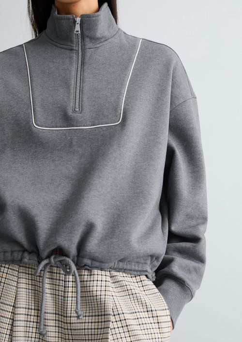 Relaxed half-zip sweatshirt — Asphalt Melange