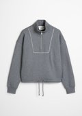 Half-Zip-Sweatshirt relaxed aus weichem Organic-Cotton-Mix - grau