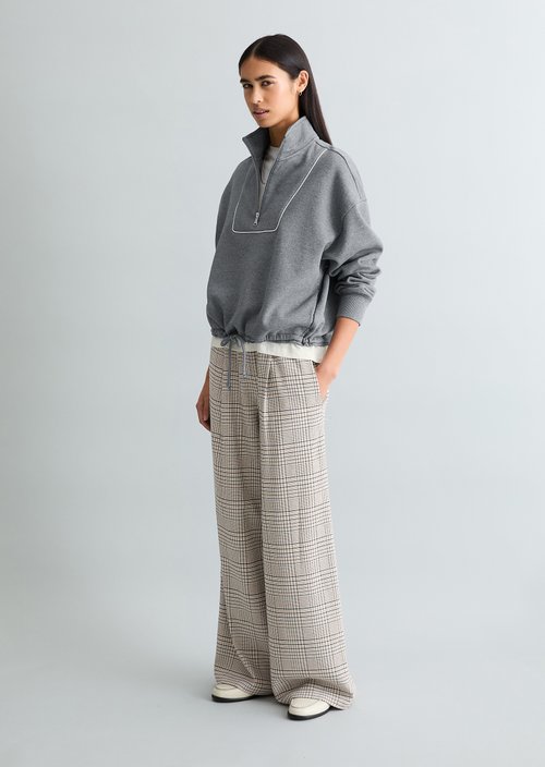 Relaxed half-zip sweatshirt — Asphalt Melange