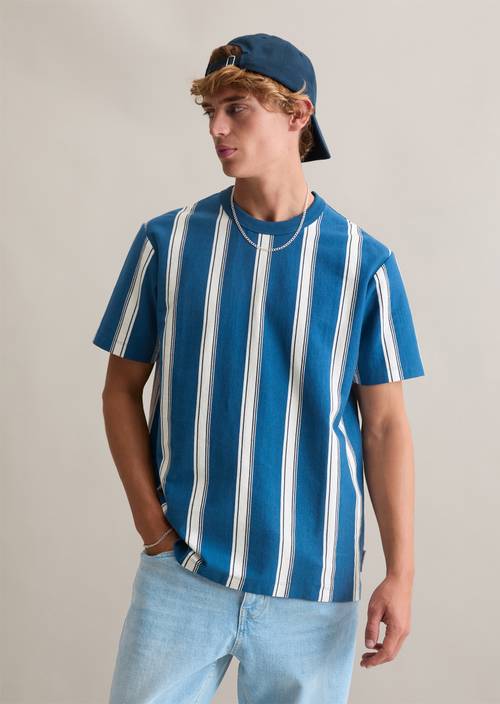 Zwaar jersey T-shirt relaxed Dark Blue in vooraanzicht