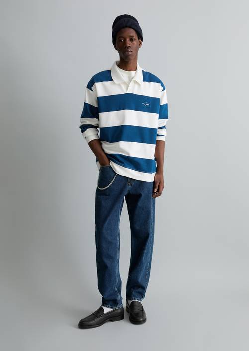 Sweat-shirt polo relaxed Dark Blue en vue de face