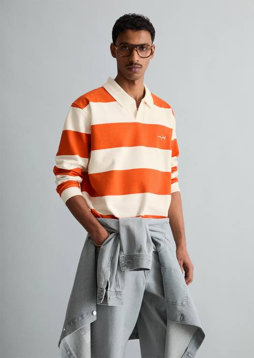 Sweat-shirt polo relaxed Medium Orange en vue de face