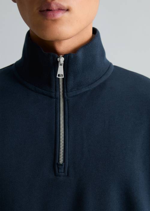 Sweat-Troyer relaxed Navy Teal en vue détaillée