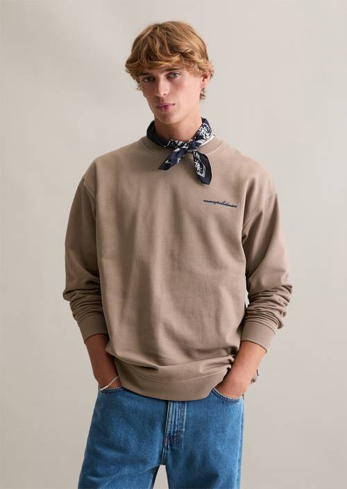 Relaxed sweatshirt Cold Taupe in front view