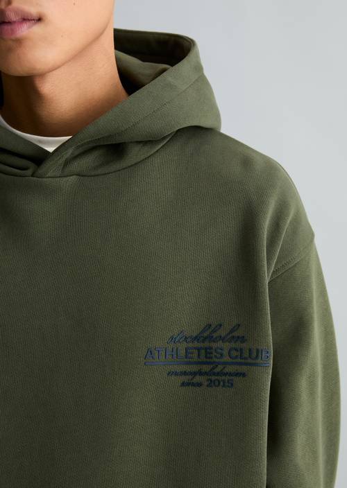 Felpa con cappuccio rilassata Dark Moss in vista dettagliata