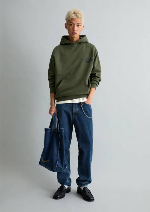 Felpa con cappuccio rilassata Dark Moss in vista frontale