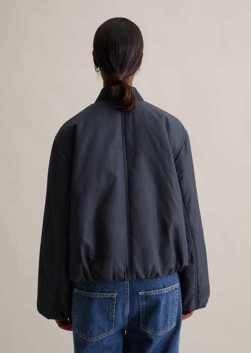 Aviator-style relaxed cropped blouson — Blue Depths