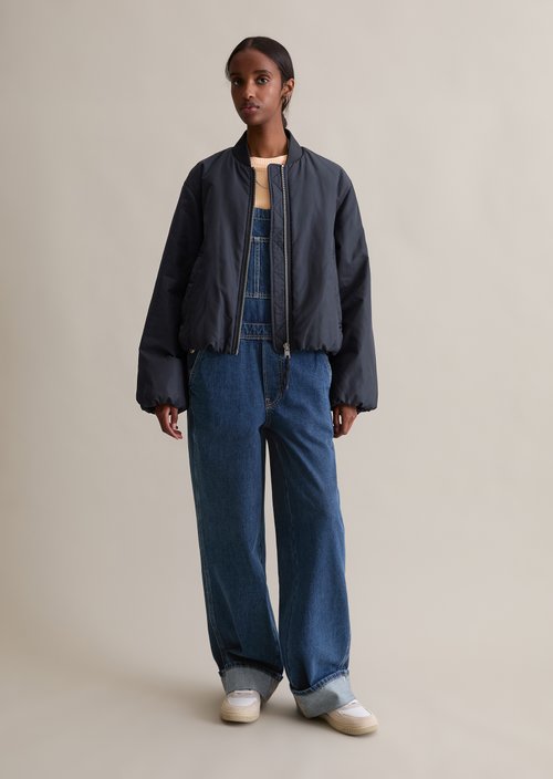 Aviator-style relaxed cropped blouson — Blue Depths