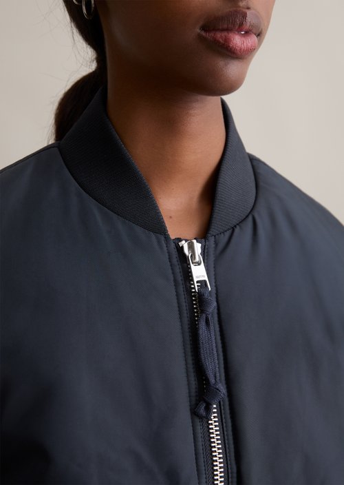 Aviator-style relaxed cropped blouson — Blue Depths