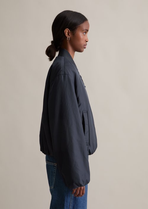 Aviator-style relaxed cropped blouson — Blue Depths