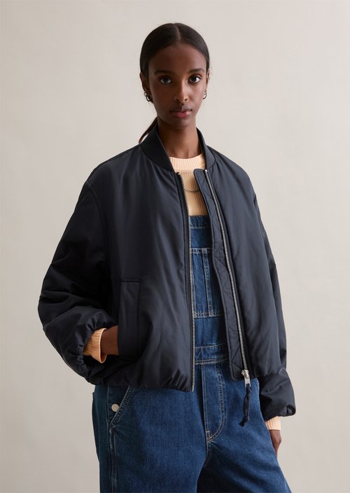 Aviator-style relaxed cropped blouson — Blue Depths