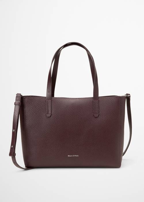 3-in-1 Shopper medium aus genarbtem Rindleder rot Shopper