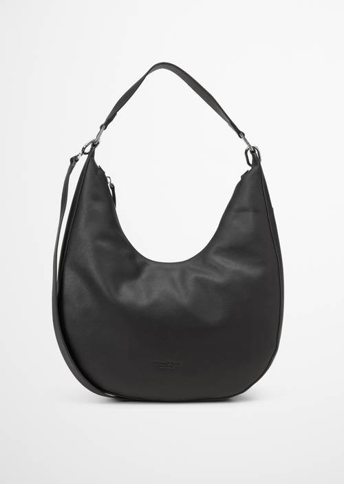 Hobo Bag medium aus fein genarbtem Rindleder schwarz