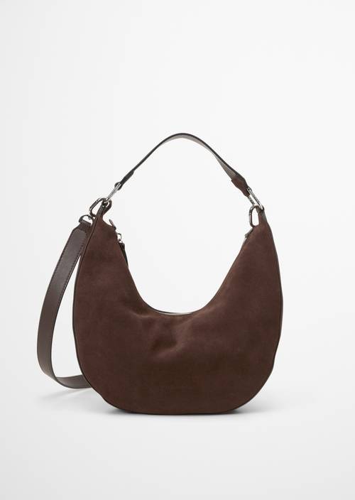 Crossbody bag small made from soft suede cowhide