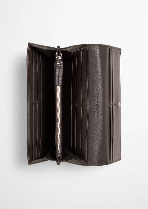 Jessie Combination Wallet Burnt Coffee shown opened