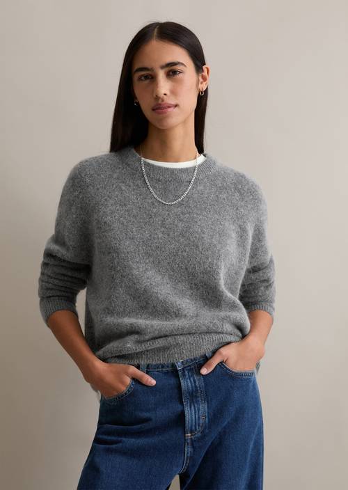 Sweter z dzianiny o luźnym kroju Asphalt Melange w widoku z przodu