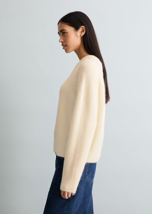 Relaxed knit sweater — White Blush