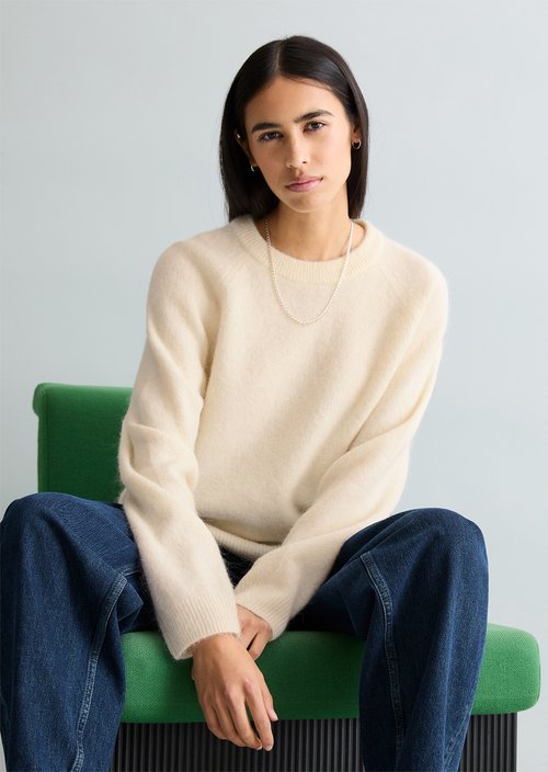 Relaxed knit sweater — White Blush